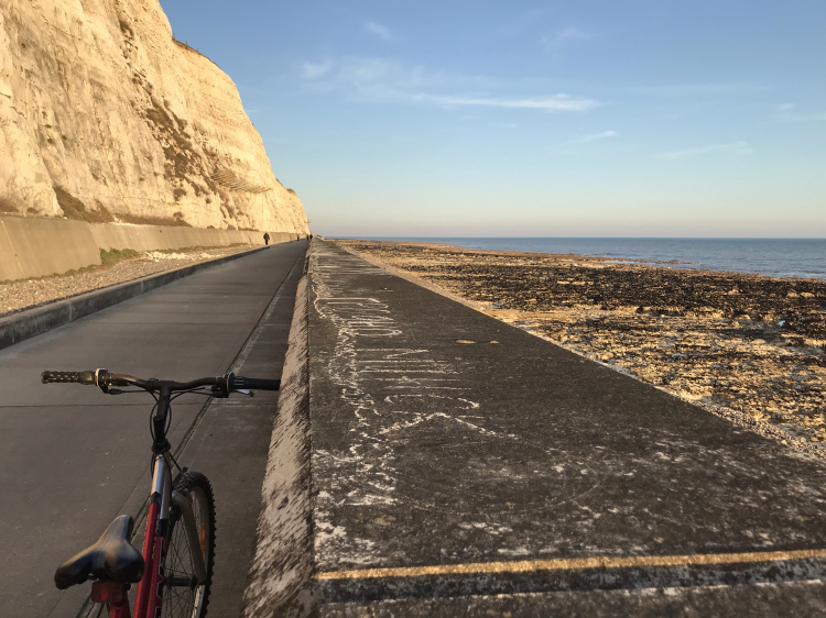 Under cliff walk at sunset, Brighton