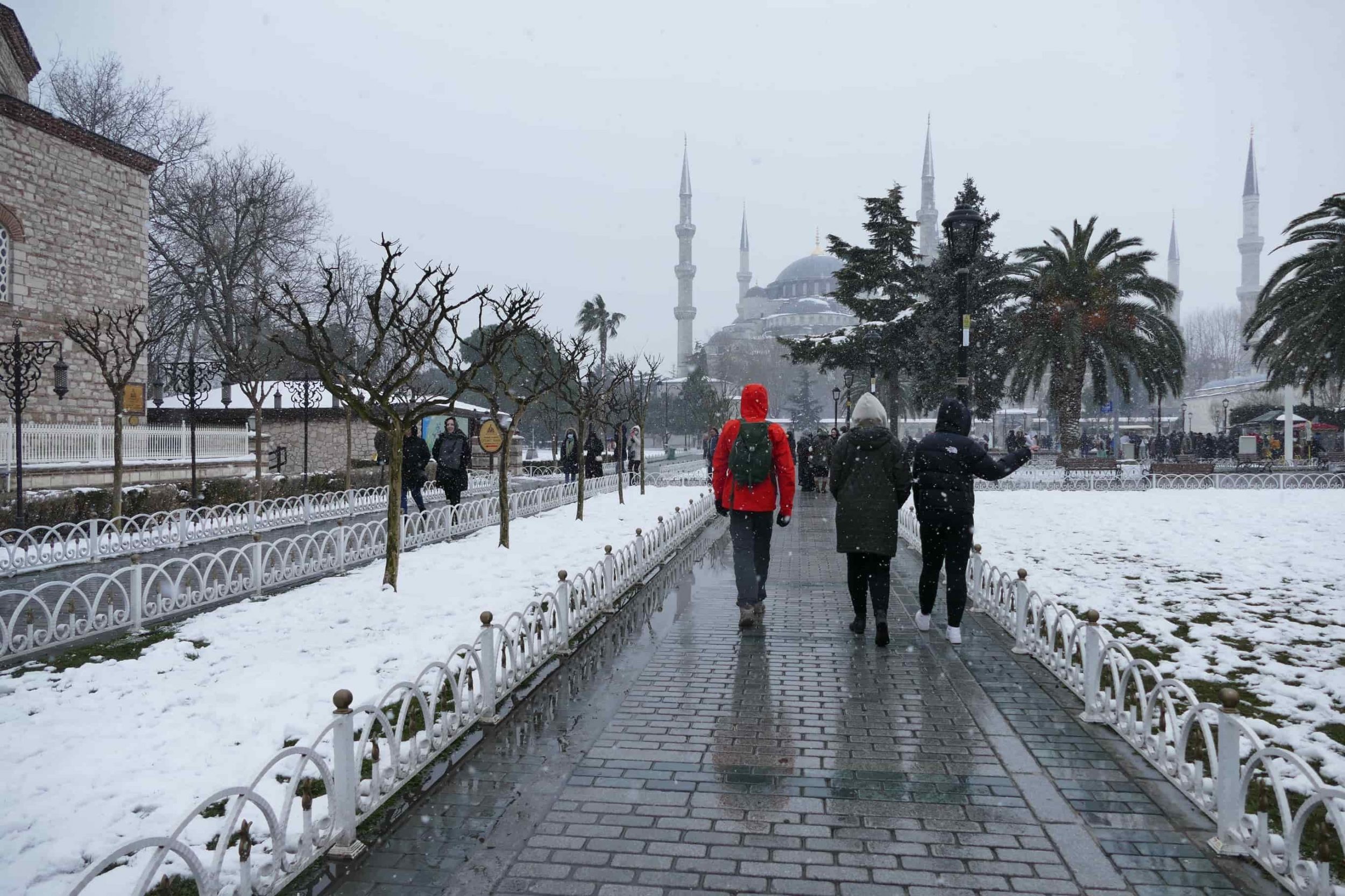 Snow covering the Blue Mosque, Istanbul